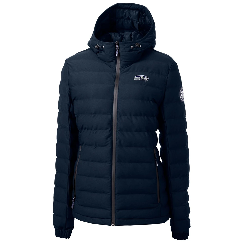 Women's Cutter & Buck Navy Seattle Seahawks Mission Ridge Repreve Full-Zip Puffer Jacket