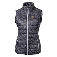 Women's Cutter & Buck Black Minnesota Vikings Rainier Printed Full-Zip Puffer Vest
