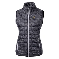 Women's Cutter & Buck Black Minnesota Vikings Rainier Printed Full-Zip Puffer Vest