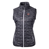 Women's Cutter & Buck Black San Francisco 49ers Rainier Printed Full-Zip Puffer Vest