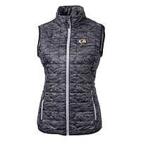 Women's Cutter & Buck Black Los Angeles Rams Rainier Printed Full-Zip Puffer Vest