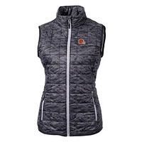 Women's Cutter & Buck Black Cleveland Browns Rainier Printed Full-Zip Puffer Vest