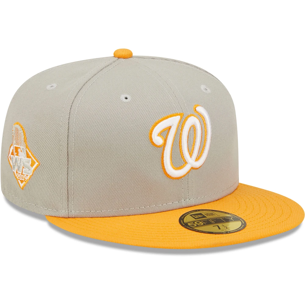 Men's New Era Gray/Orange Washington Nationals 2019 World Series Cooperstown Collection Undervisor 59FIFTY Fitted Hat