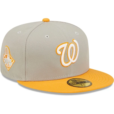 Men's New Era Gray/Orange Washington Nationals 2019 World Series Cooperstown Collection Undervisor 59FIFTY Fitted Hat