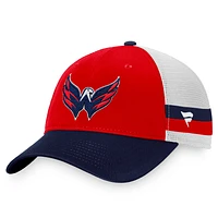 Men's Fanatics Red/Navy Washington Capitals Breakaway Striped Trucker Snapback Hat