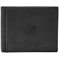 Men's Fossil Black Georgetown Hoyas Leather Ingram RFID Flip ID Bifold Wallet