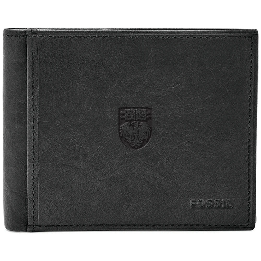 Men's Fossil Black UChicago Maroons Leather Ingram RFID Flip ID Bifold Wallet