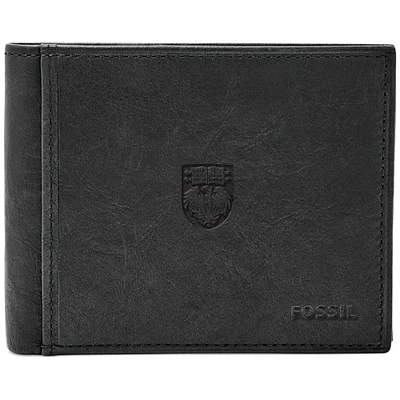 Men's Fossil Black UChicago Maroons Leather Ingram RFID Flip ID Bifold Wallet