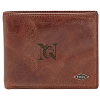 Men's Fossil Brown Northeastern Huskies Leather Ryan RFID Flip ID Bifold Wallet