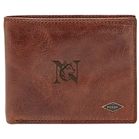 Men's Fossil Brown Northeastern Huskies Leather Ryan RFID Flip ID Bifold Wallet