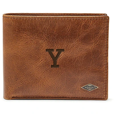 Men's Fossil Brown Yale Bulldogs Leather Ryan RFID Passcase Wallet