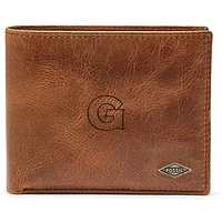 Men's Fossil Brown Georgetown Hoyas Leather Ryan RFID Passcase Wallet