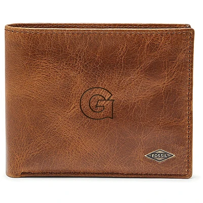 Men's Fossil Brown Georgetown Hoyas Leather Ryan RFID Passcase Wallet