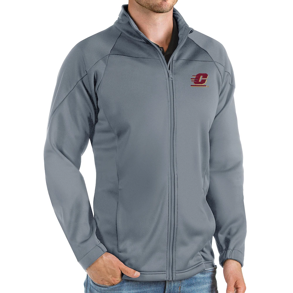 Men's Antigua Steel Central Michigan Chippewas Links Full-Zip Golf Jacket