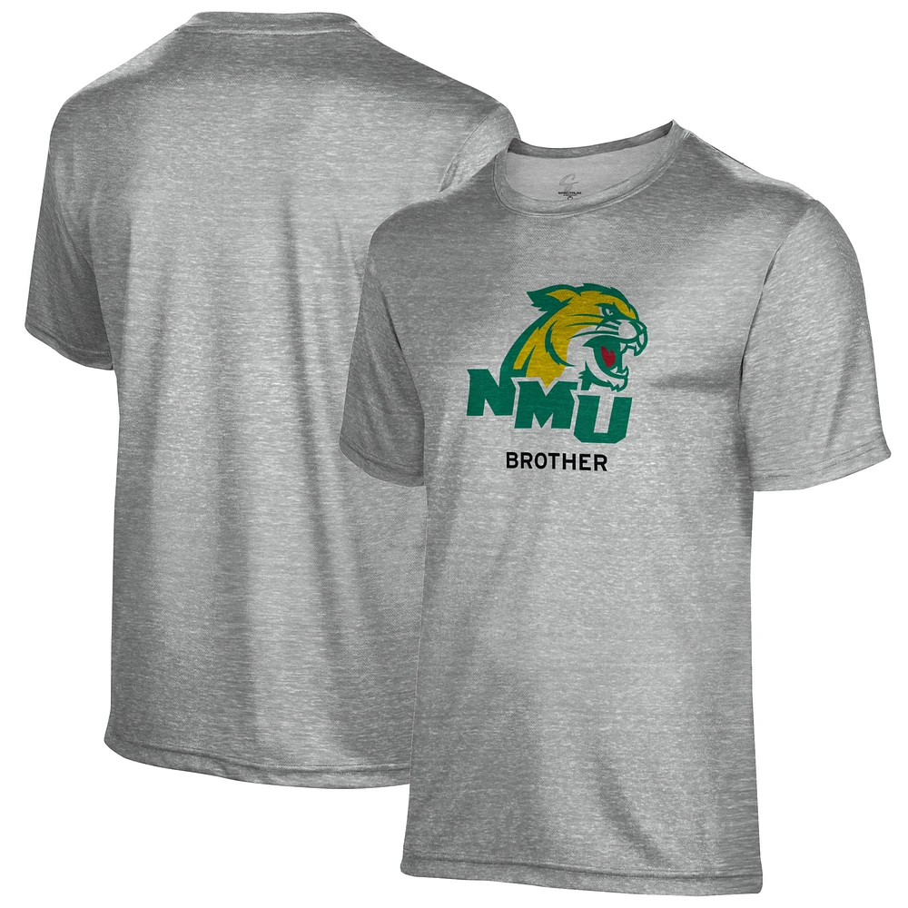 Men's Gray Northern Michigan Wildcats Brother Name Drop T-Shirt