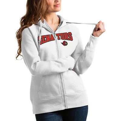 Women's Antigua Ottawa Senators Wordmark Victory Full-Zip Hoodie