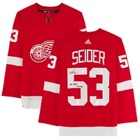 Moritz Seider Red Detroit Red Wings Autographed adidas Authentic Jersey with "NHL Debut 10/14/21" Inscription