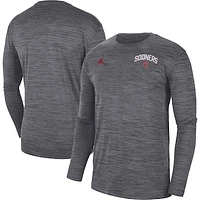 Men's Jordan Brand Charcoal Oklahoma Sooners Sideline Game Day Velocity Performance Long Sleeve T-Shirt