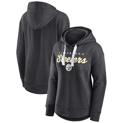 Women's Fanatics Heather Charcoal Pittsburgh Steelers Set To Fly Pullover Hoodie