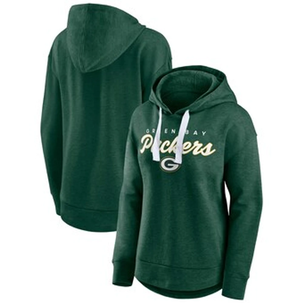 Women's Fanatics Heather Green Bay Packers Set To Fly Pullover Hoodie