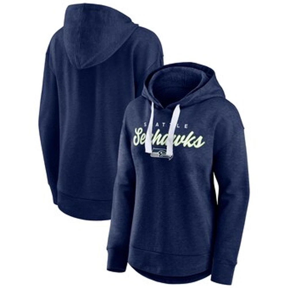 Women's Fanatics Heather College Navy Seattle Seahawks Set To Fly Pullover Hoodie