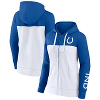 Women's Fanatics Royal/White Indianapolis Colts Take The Field Color Block Full-Zip Hoodie