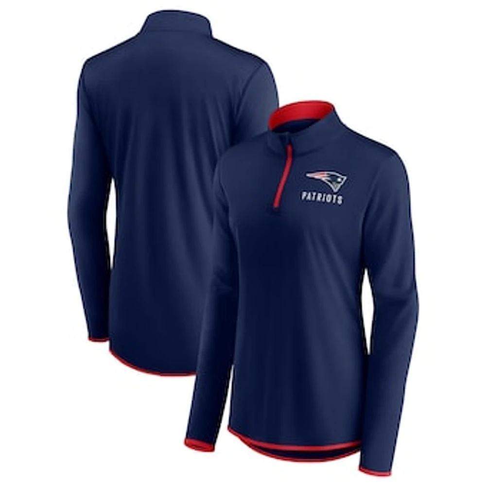 Women's Fanatics Navy New England Patriots Worth the Drive Quarter-Zip Top