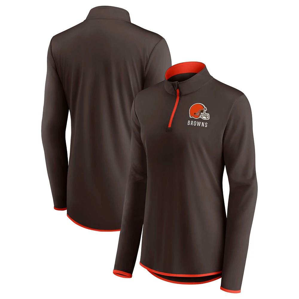 Women's Fanatics Brown Cleveland Browns Worth the Drive Quarter-Zip Top