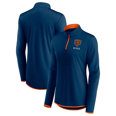 Women's Fanatics Navy Chicago Bears Worth the Drive Quarter-Zip Top