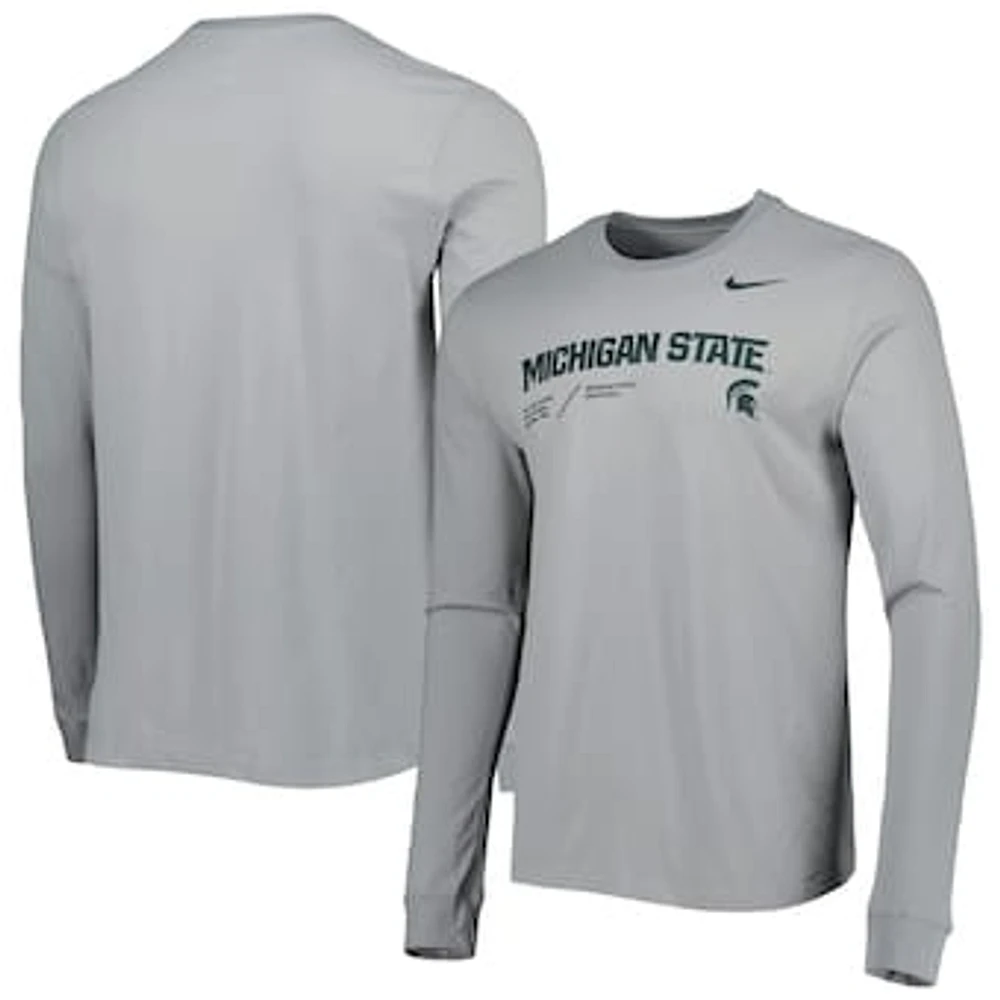 Men's Nike Gray Michigan State Spartans Team Practice Performance Long Sleeve T-Shirt