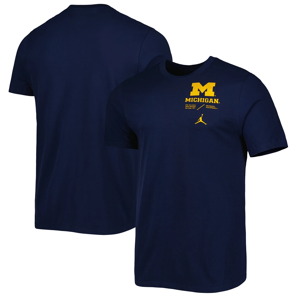 Men's Jordan Brand Navy Michigan Wolverines Team Practice Performance T-Shirt