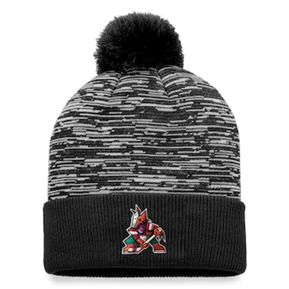 Men's Fanatics Black Arizona Coyotes Defender Cuffed Knit Hat with Pom