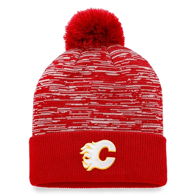 Men's Fanatics Red Calgary Flames Defender Cuffed Knit Hat with Pom