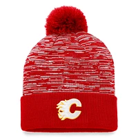 Men's Fanatics Red Calgary Flames Defender Cuffed Knit Hat with Pom