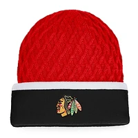 Men's Fanatics Black/Red Chicago Blackhawks Iconic Striped Cuffed Knit Hat