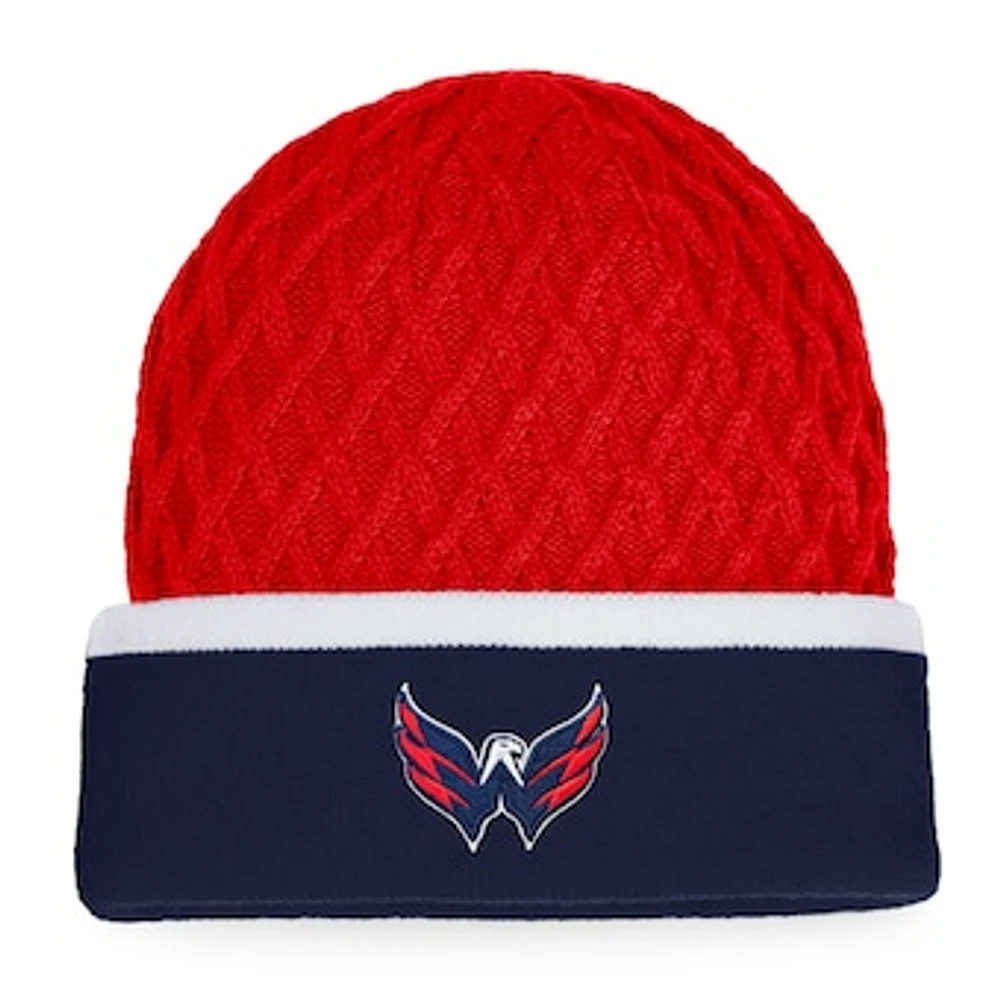 Men's Fanatics  Red/Navy Washington Capitals Iconic Striped Cuffed Knit Hat