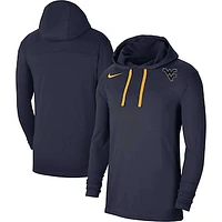 Men's Nike Navy West Virginia Mountaineers Off-Field Performance Long Sleeve Hoodie T-Shirt