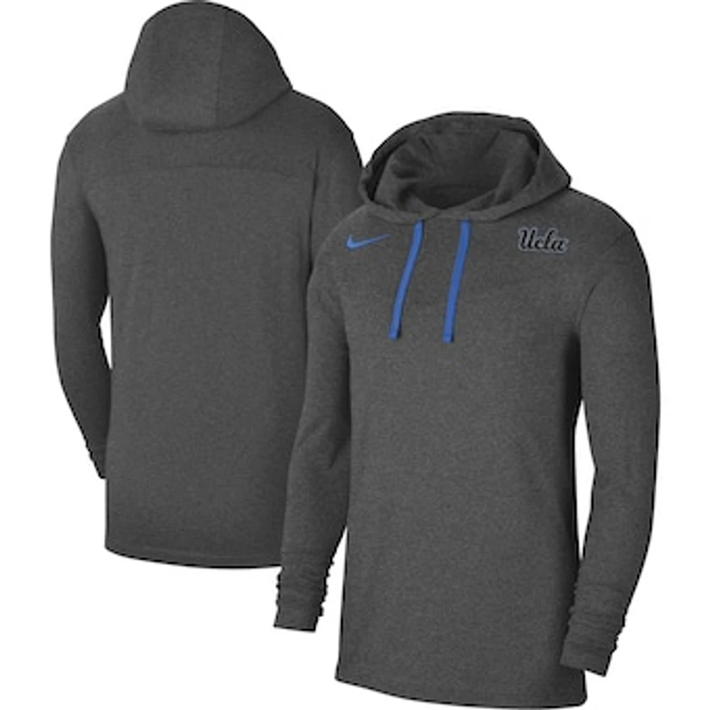 Men's Nike Heathered Charcoal UCLA Bruins Off-Field Performance Long Sleeve Hoodie T-Shirt