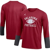 Men's Jordan Brand Crimson Oklahoma Sooners Football Performance Long Sleeve T-Shirt