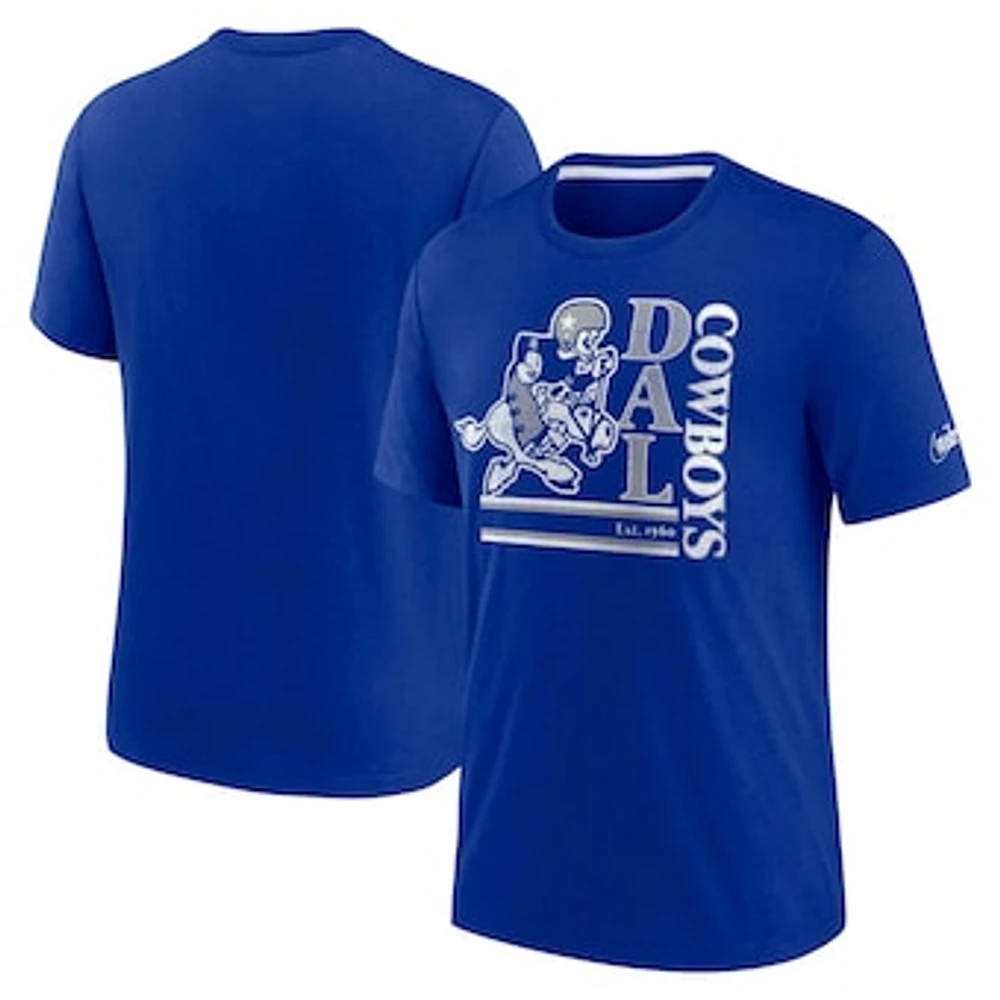 Men's Nike Royal Dallas Cowboys Wordmark Logo Tri-Blend T-Shirt