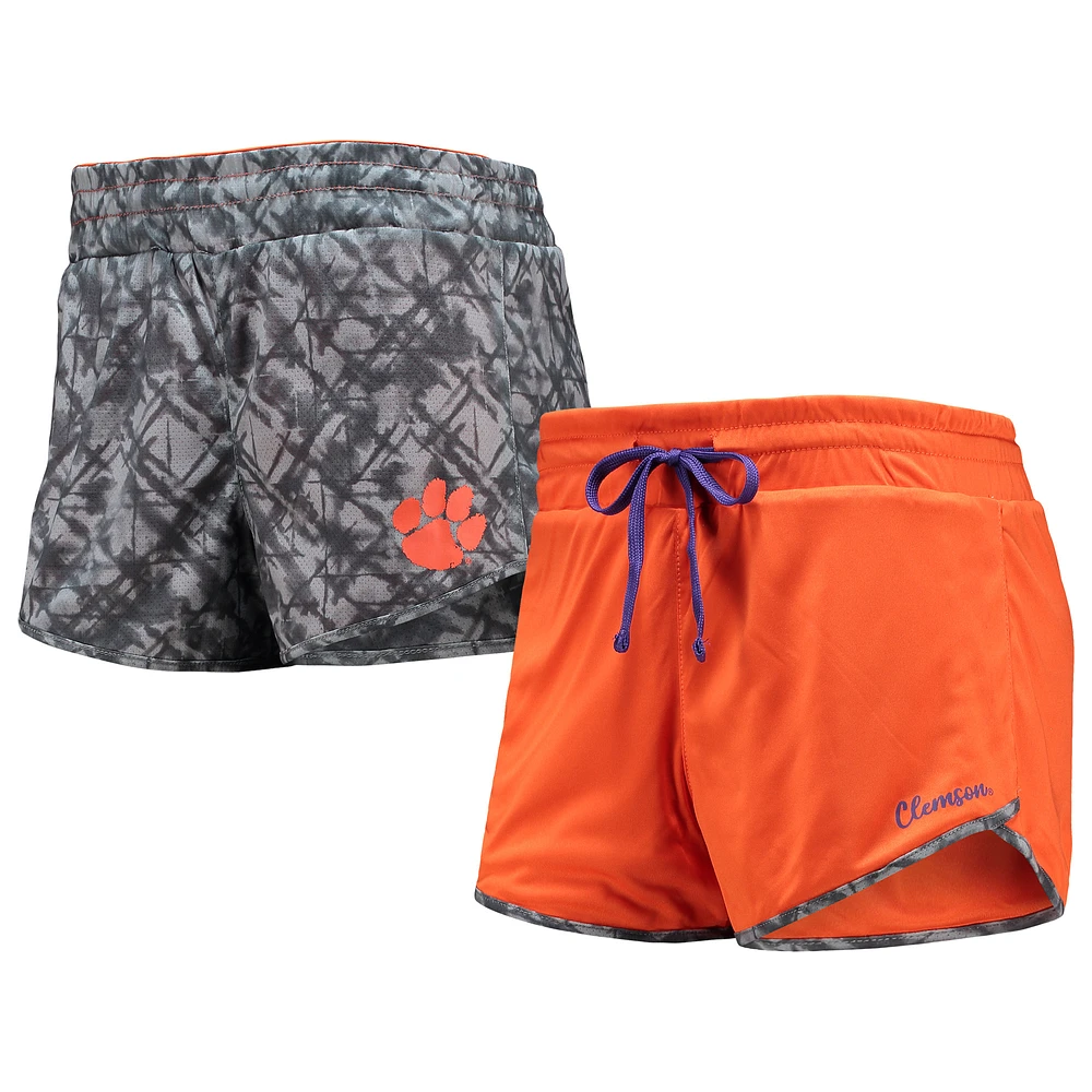 Women's Colosseum Orange/Charcoal Clemson Tigers Fun Stuff Reversible Shorts