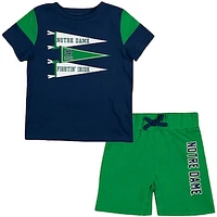 Newborn & Infant Colosseum Navy/Green Notre Dame Fighting Irish Baby Herman T-Shirt & Shorts Set