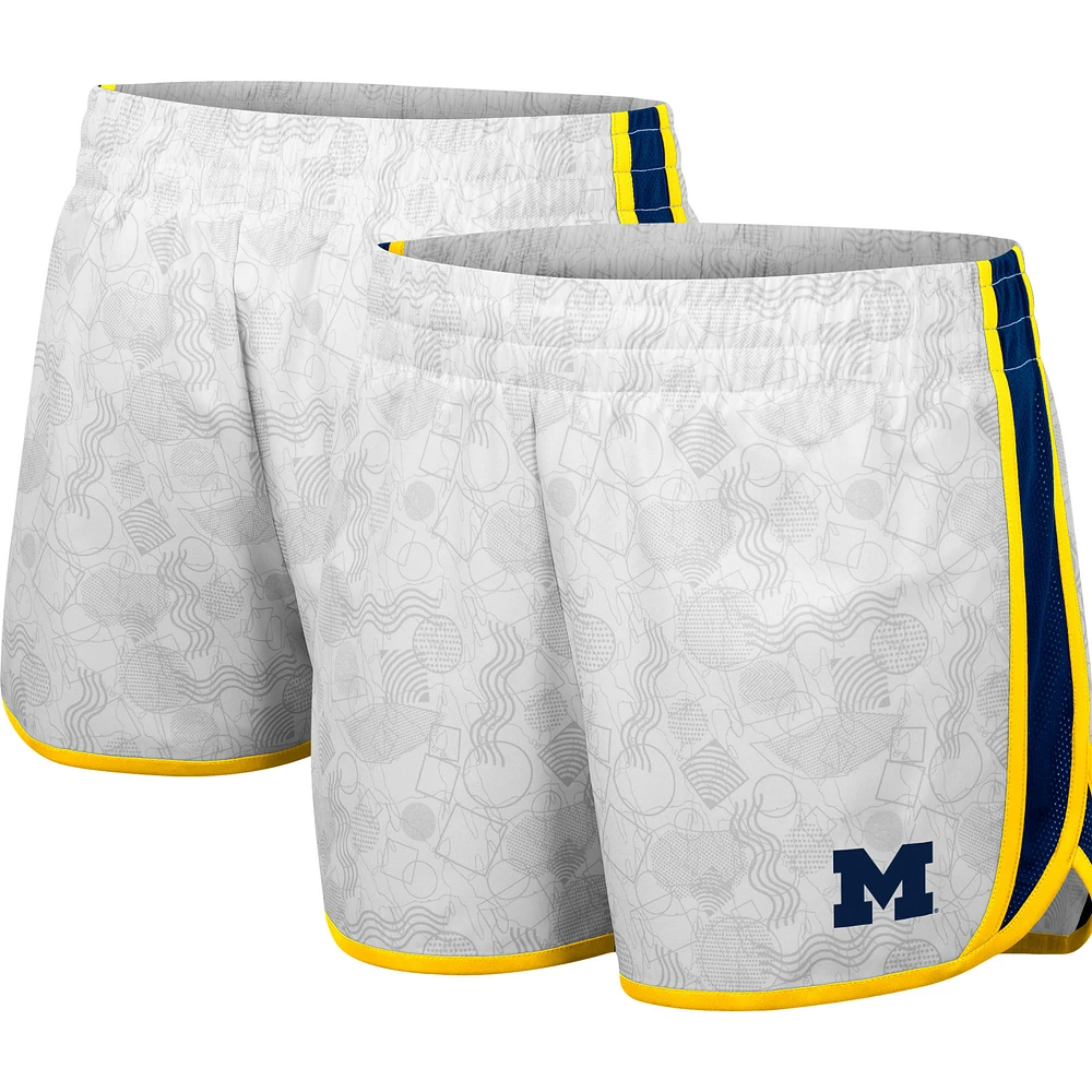 Women's Colosseum White Michigan Wolverines The Plastics Geo Print Shorts