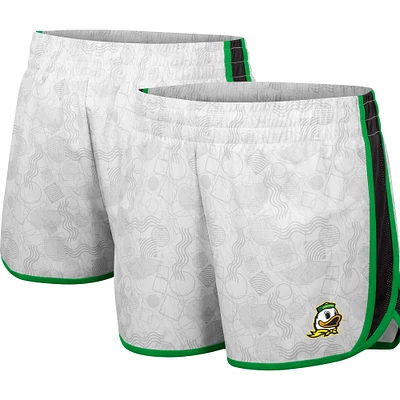 Women's Colosseum White Oregon Ducks The Plastics Geo Print Shorts