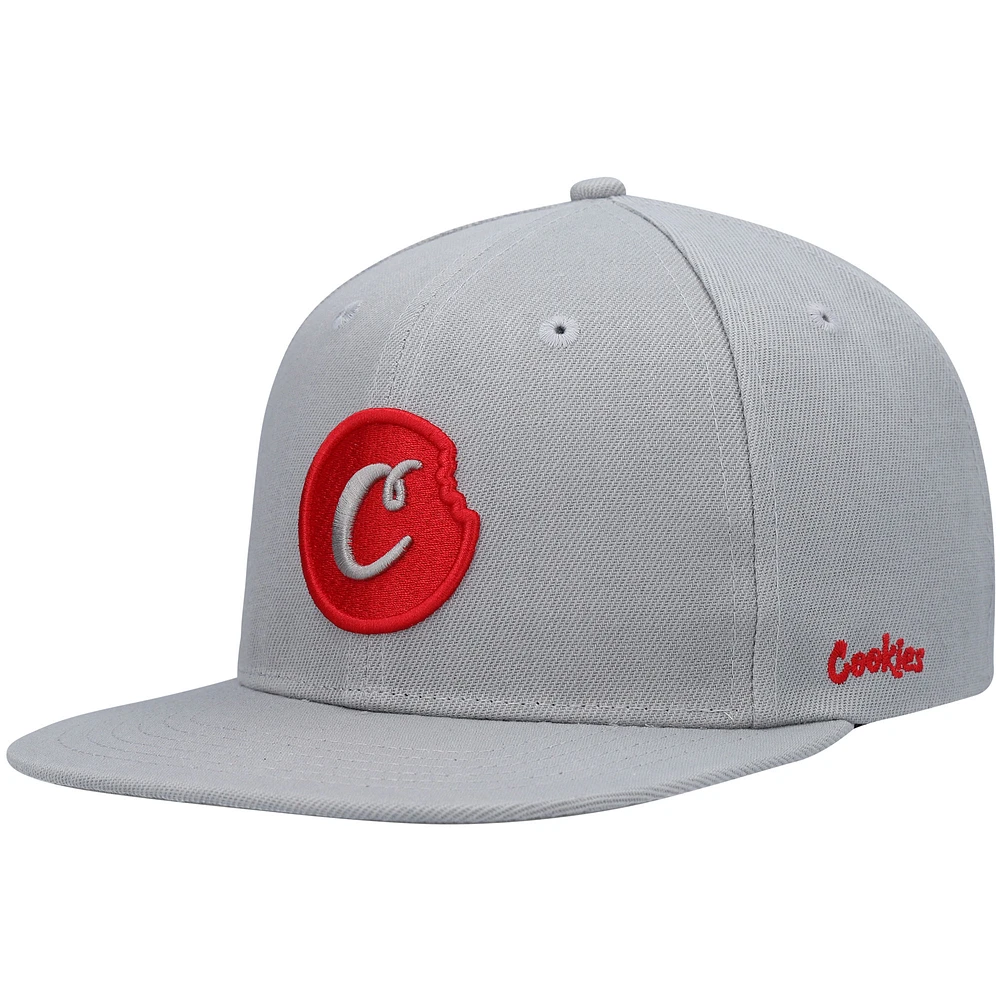 Men's Cookies Gray C-Bite Solid Snapback Hat