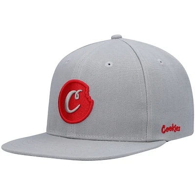 Men's Cookies Gray C-Bite Solid Snapback Hat