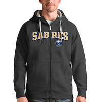 Men's Antigua Charcoal Buffalo Sabres Wordmark Victory Full-Zip Hoodie