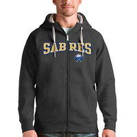 Men's Antigua Charcoal Buffalo Sabres Wordmark Victory Full-Zip Hoodie