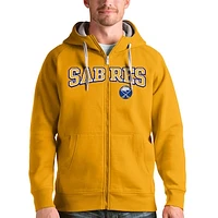 Men's Antigua Gold Buffalo Sabres Wordmark Victory Full-Zip Hoodie