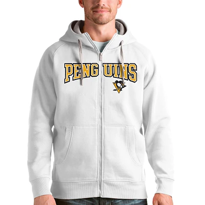 Men's Antigua White Pittsburgh Penguins Wordmark Victory Full-Zip Hoodie